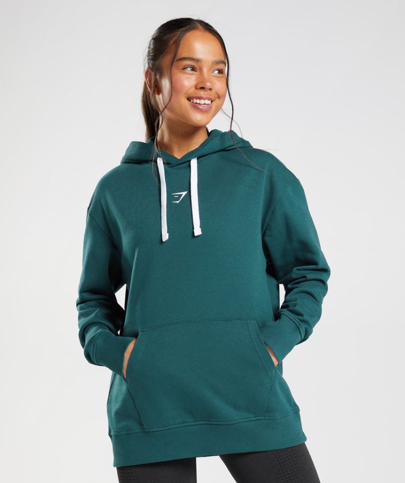 Women\'s Gymshark Fraction Hoodie Dark Green | NZ 0NTXVG